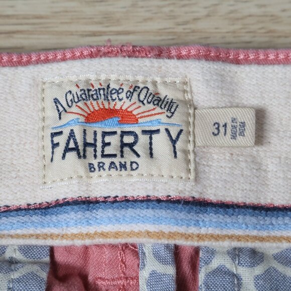 Faherty Shorts Mens 31 Pink Organic Cotton Tencel Stretch Casual‎ Chino Summer - Picture 5 of 12